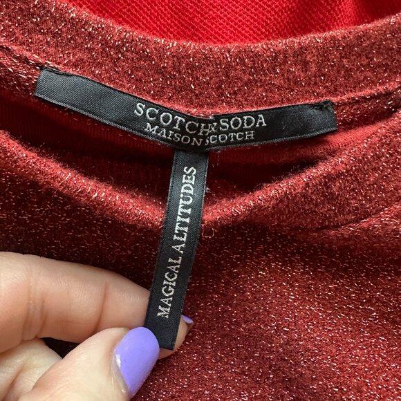 Scotch & Soda Metallic Thread Ruffle Top Womens Size S fits M Party Maximalist - Picture 7 of 9